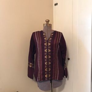 Embroidered Maroon Vintage Cotton Tunic